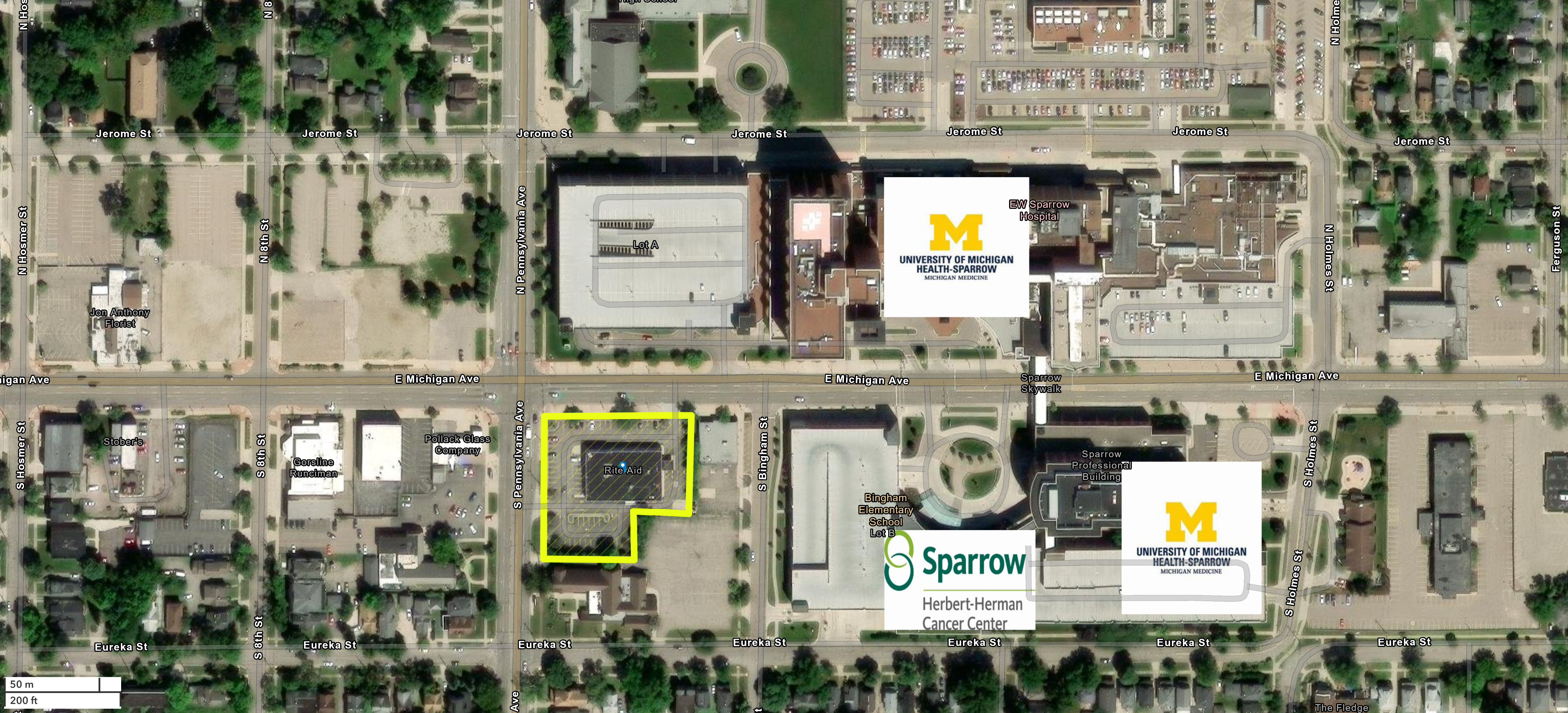 Former Rite Aid at Sparrow U of M Health System Lansing, 1004 East Michigan Avenue, Lansing, MI 48912