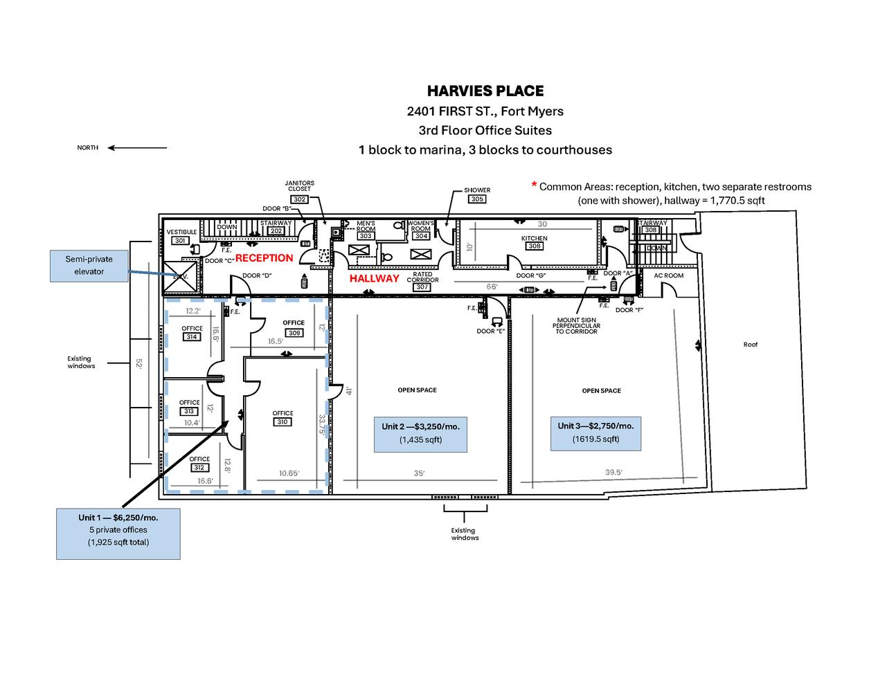Office Condo Unit For Sale or For Lease, 2401 First Street, Fort Myers, FL 33901