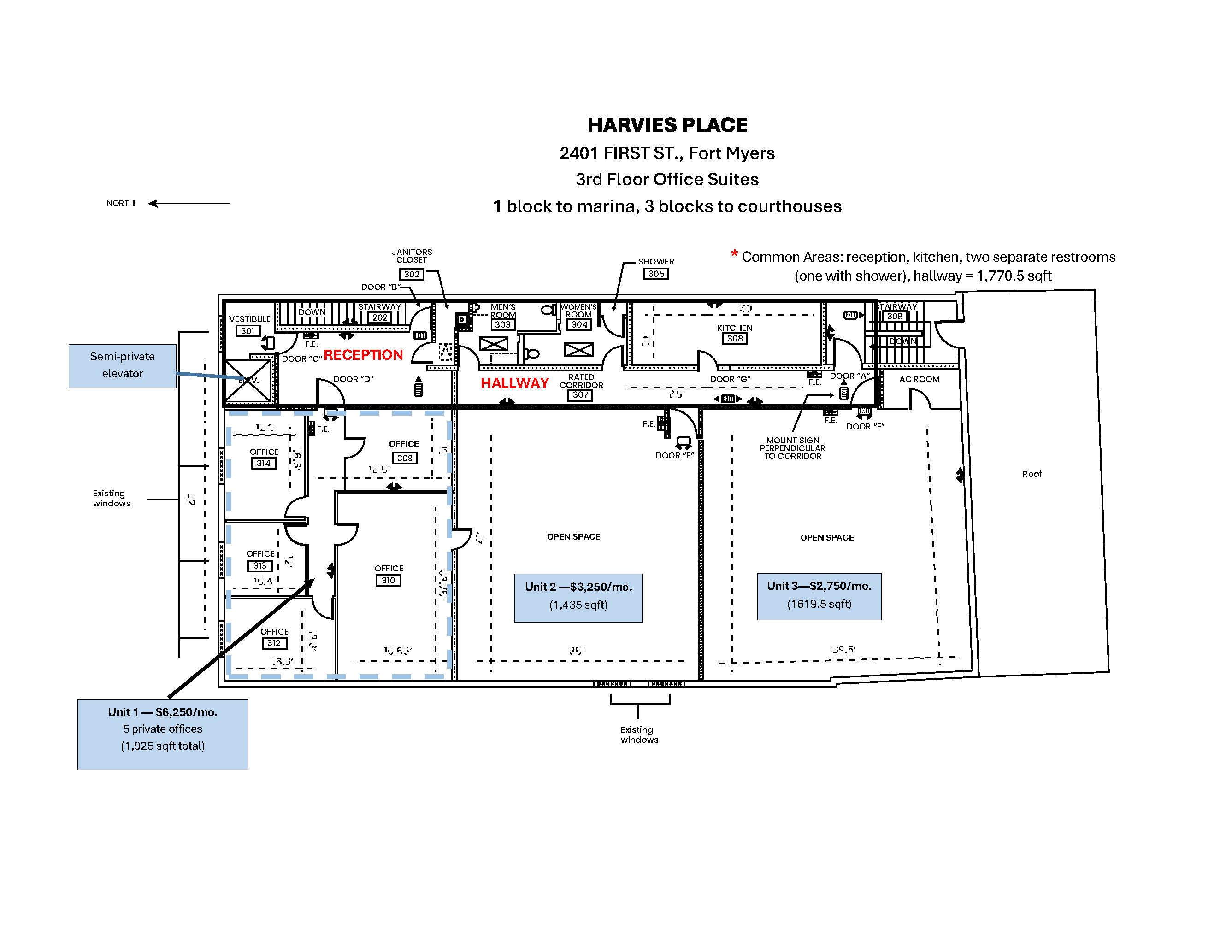 Executive Offices/Office Condo Unit For Lease, 2401 First Street, Fort Myers, FL 33901
