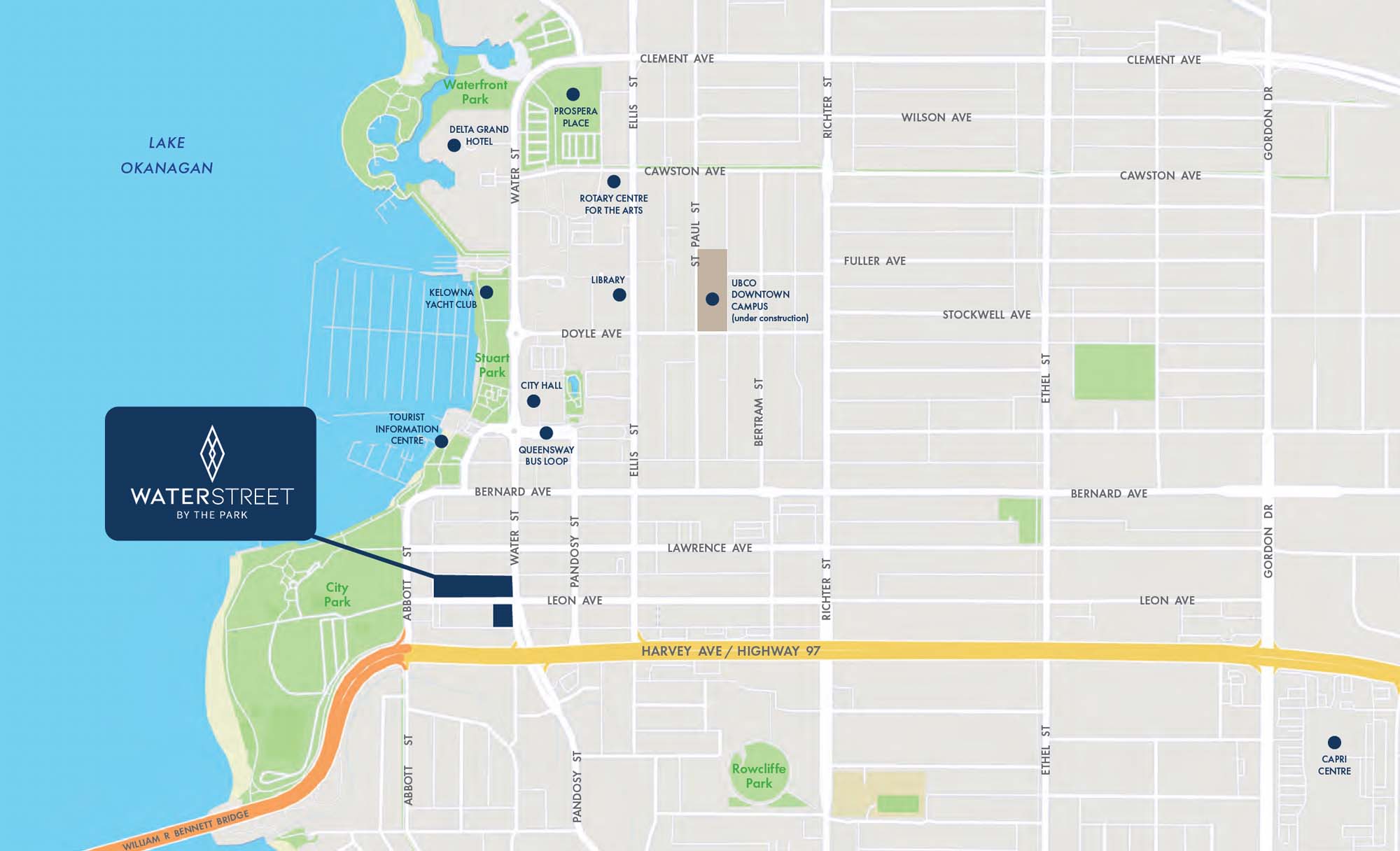 High profile commercial opportunities at Water Street by the Park, 1626 Water Street, Kelowna, BC, Canada