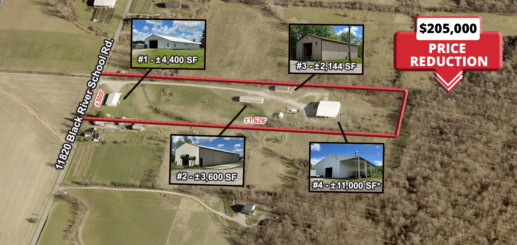 4 Industrial Warehouses on 11+ Acres for Sale